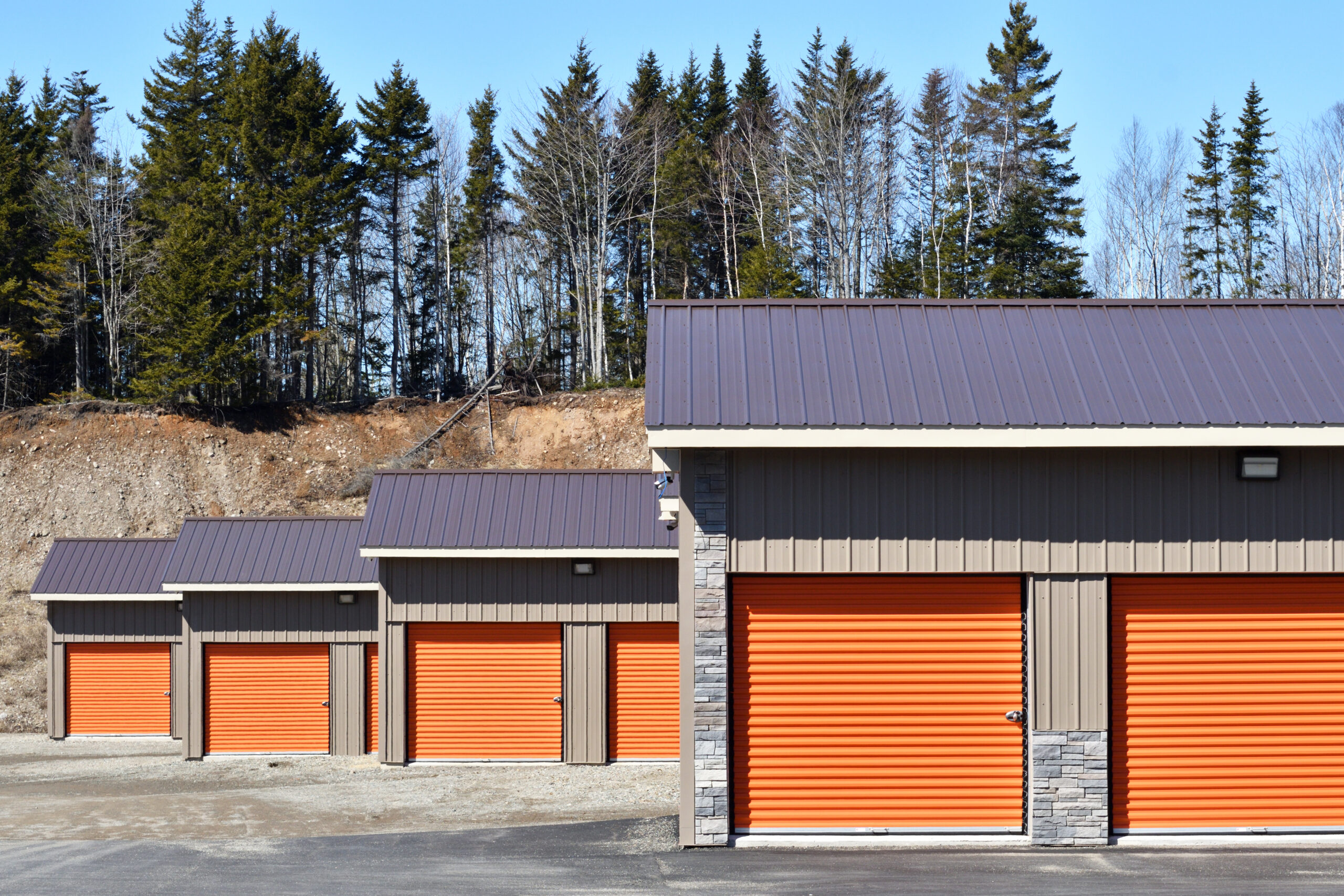 Group of Orange Door Storage Units